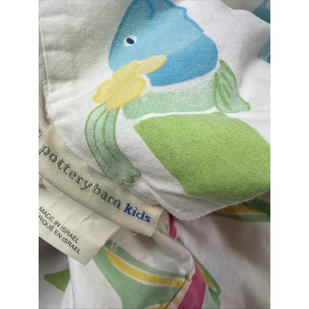 Pottery Barn Kids PBK Funny Fish Full Fitted Sheet Pillowcase Cotton Set